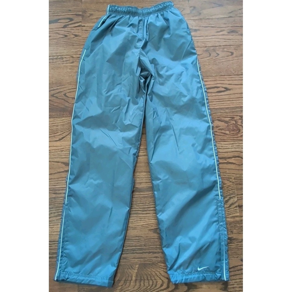 Vntg Nike Track Windbreaker Lined Pants Women S (4-6) Side Zip Ankle Steel Blue